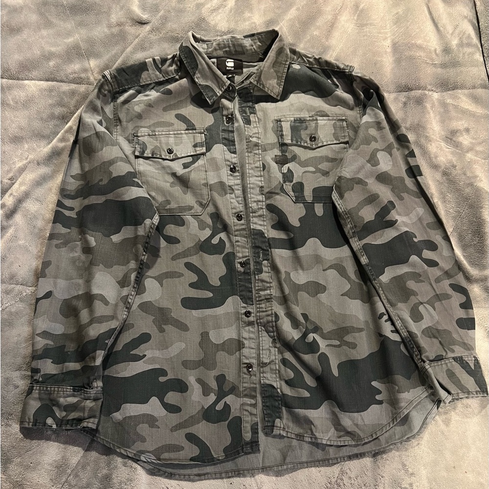G-STAR RAW Camouflage Button-Up Shirt - Size XL